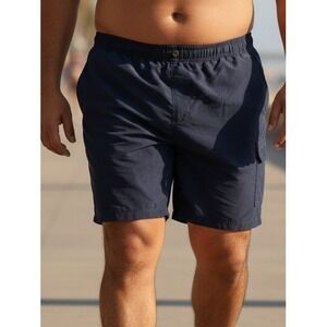 Mens 2X Navy Blue Elastic Waist Cargo Shorts Casual